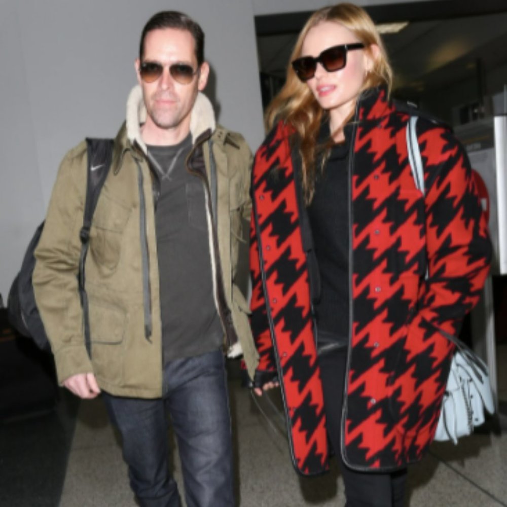 Coach Leather-Trim Houndstooth Parka/Blanket Coat